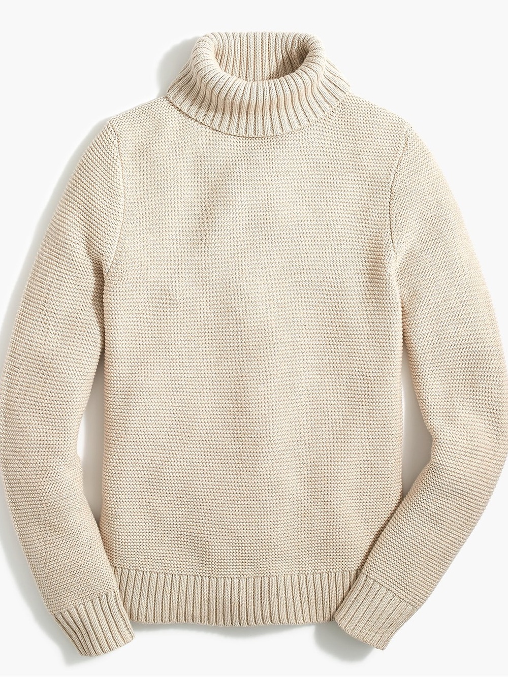 J.Crew Roll Neck Turtleneck Sweater S Beige Wool Blend Chunky Cozy Quiet Luxury